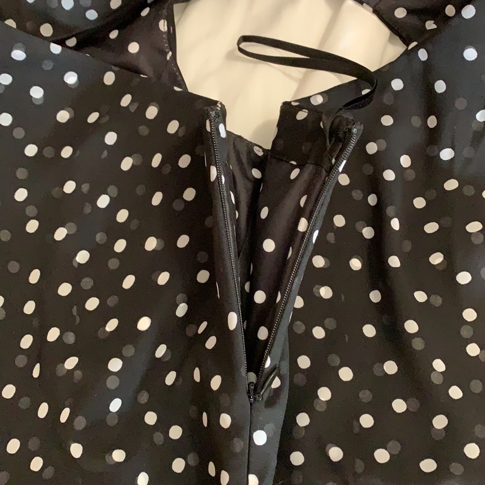 White House Black Market One Shoulder Black & White Polka Dot  Dress Siz… - Picture 7 of 11
